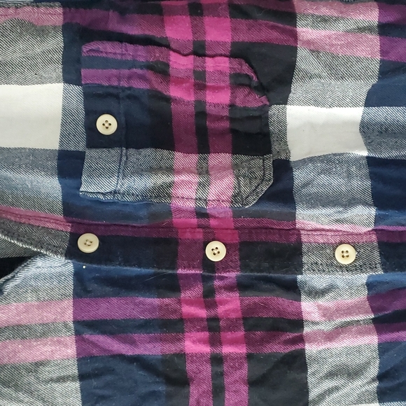 AEROPOSTALE- Navy/White/Pink Long Sleeve Flannel Shirt - Size S - Picture 7 of 10